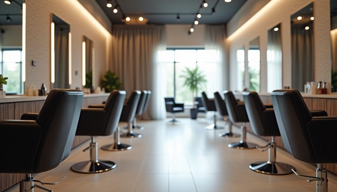 Interior of Cherishair salon in New York City with styling chairs